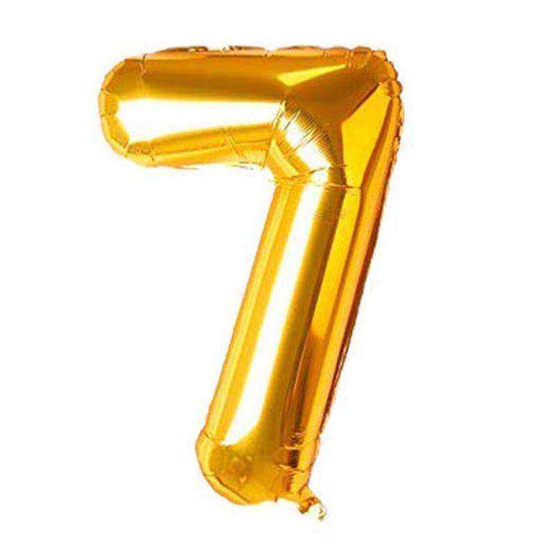 KIWI Numbers Foil Balloons(golden,7) | Party Balloon Set | Birthday Decoration Balloon Pack | Party Balloons