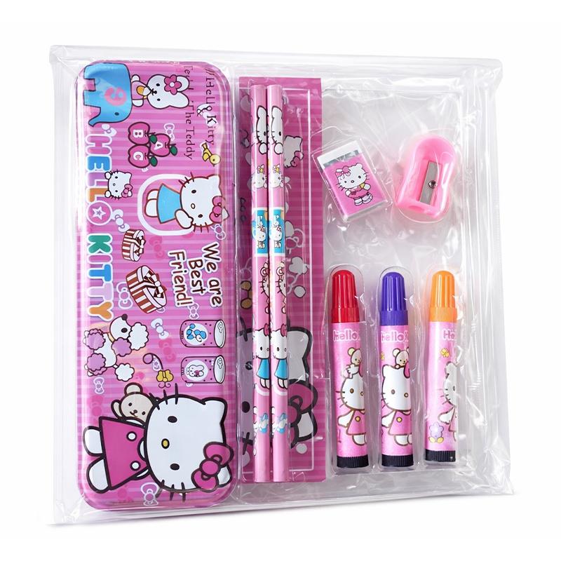 Hello kitty Pencil set with box and sketch colours - Pink | School Accessory for Students | Kids School Stationery Accessory | School Accessories
