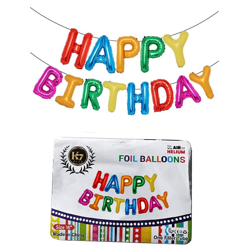 K7 plus Happy Birthday foil Balloons Letter Balloon | Party Balloon Set | Birthday Decoration Balloon Pack | Party Balloons