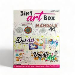 3in1 Art Box For Kids [Mandala, Art, Dot Art Unicorn, Doodle Art]