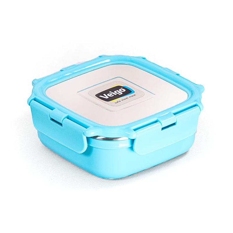 Veigo HeatUp Medium- Insulated Stainless Steel Leakproof & Airtight Lunch Box (330 Ml), Microwave Safe, Suitable for School & Office, Aqua Blue