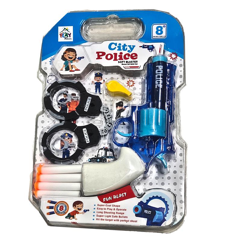 Play Run City Police Soft Bullet Gun (Blue) | Role Play Toy Set for Kids | Pretend Play Kitchen Doctor Kit | Role Play