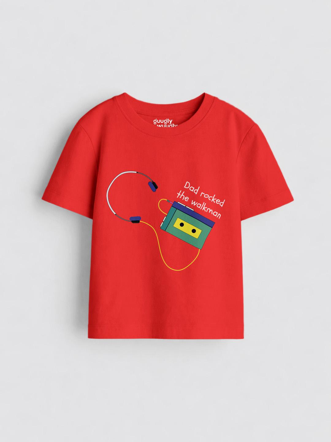 Boys Dad Rocked the Walkman Red Tshirt | Guugly Wuugly