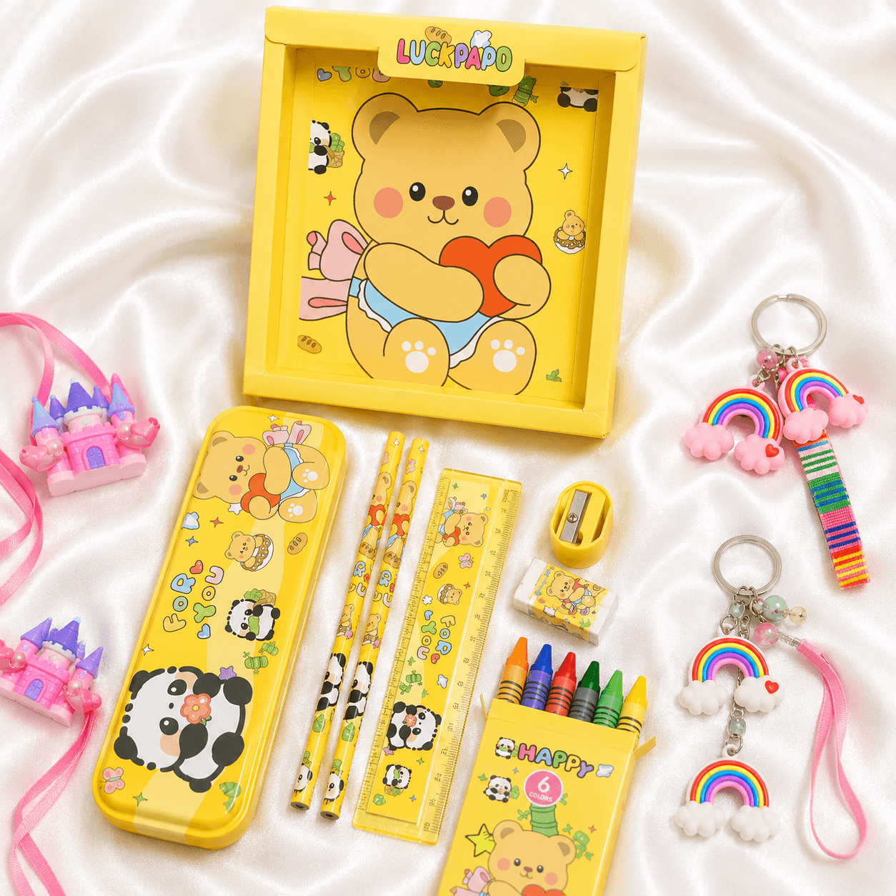 iLearnNGrow Panda Theme Stationery Rakhi Combo – Cute Panda Pencil Box Set with Rakhi for Kids