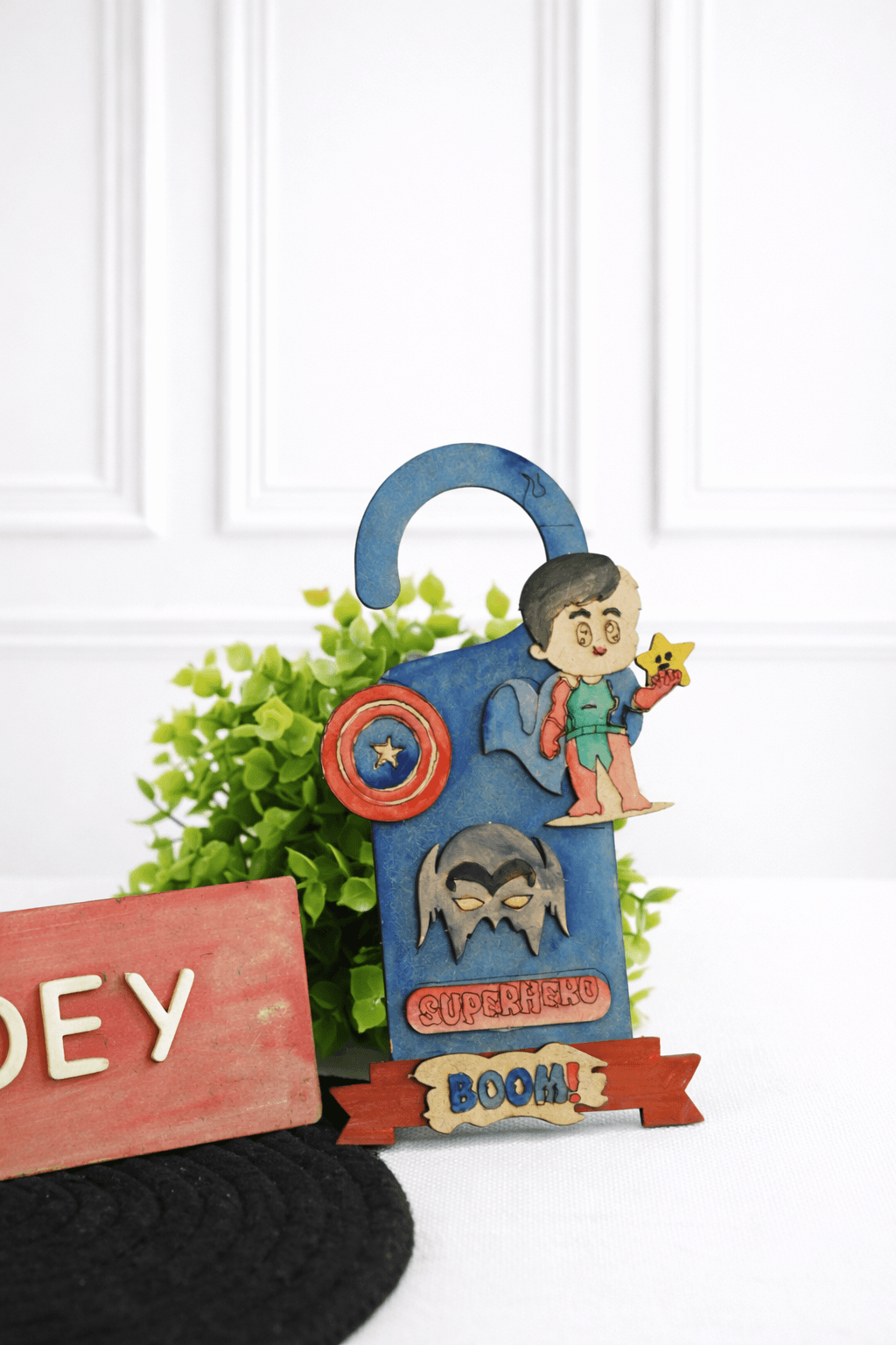 iLearnNGrow Superhero Rakhi Combo – DIY Superhero Door Knob & Name Plate Kit with Superhero Rakhi