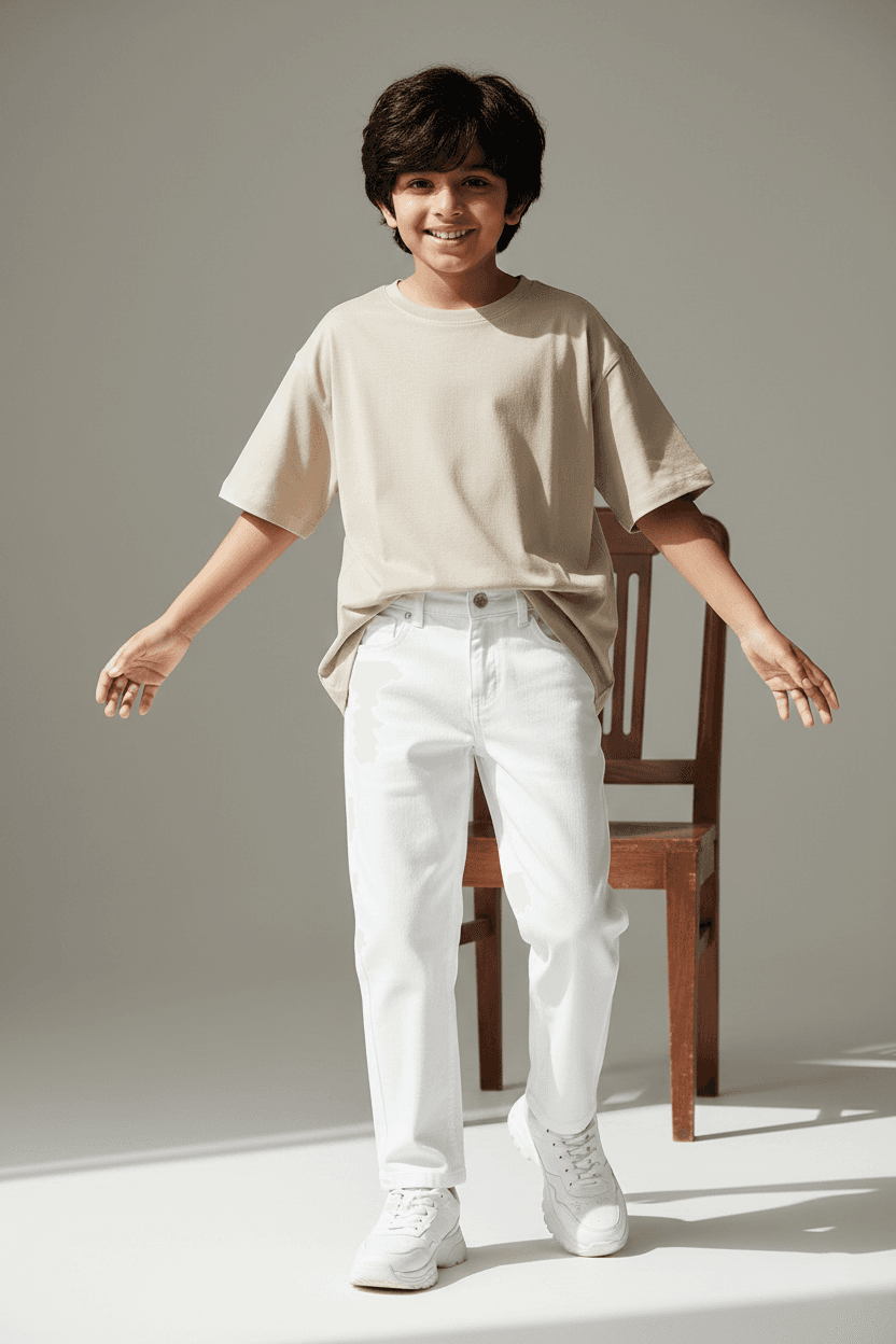 TALES & STORIES Boys Straight Fit Mid-Rise Stretchable Jeans