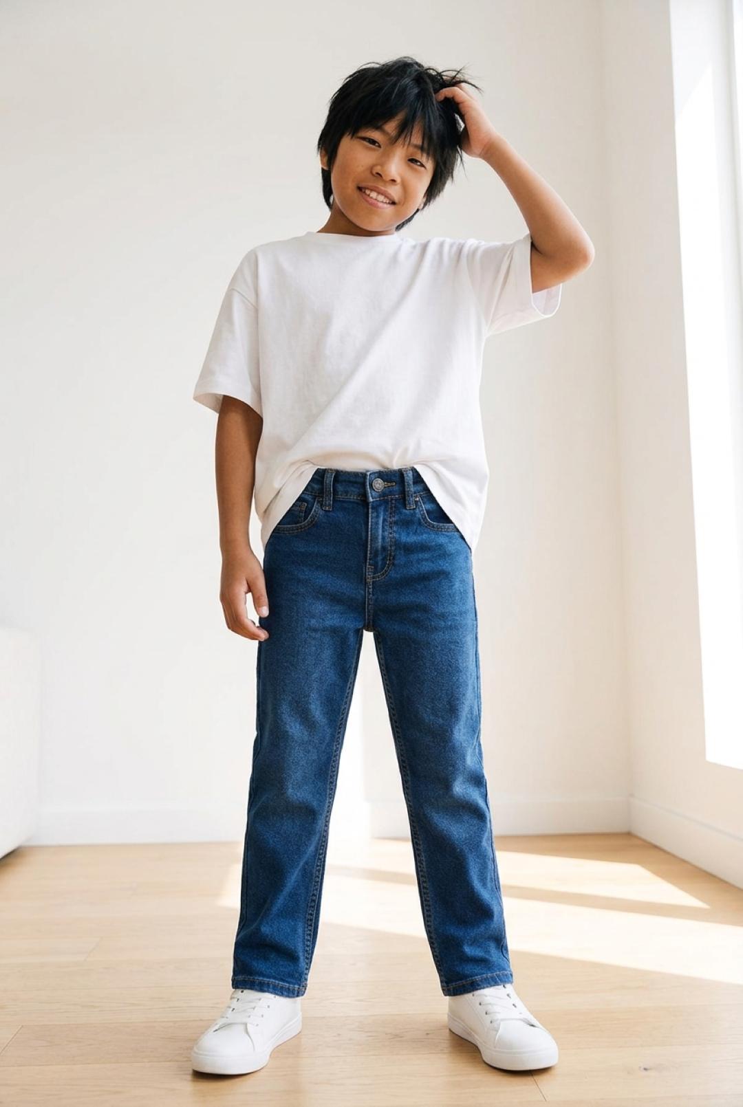 TALES & STORIES Boys Blue Cotton Stretchable Jeans