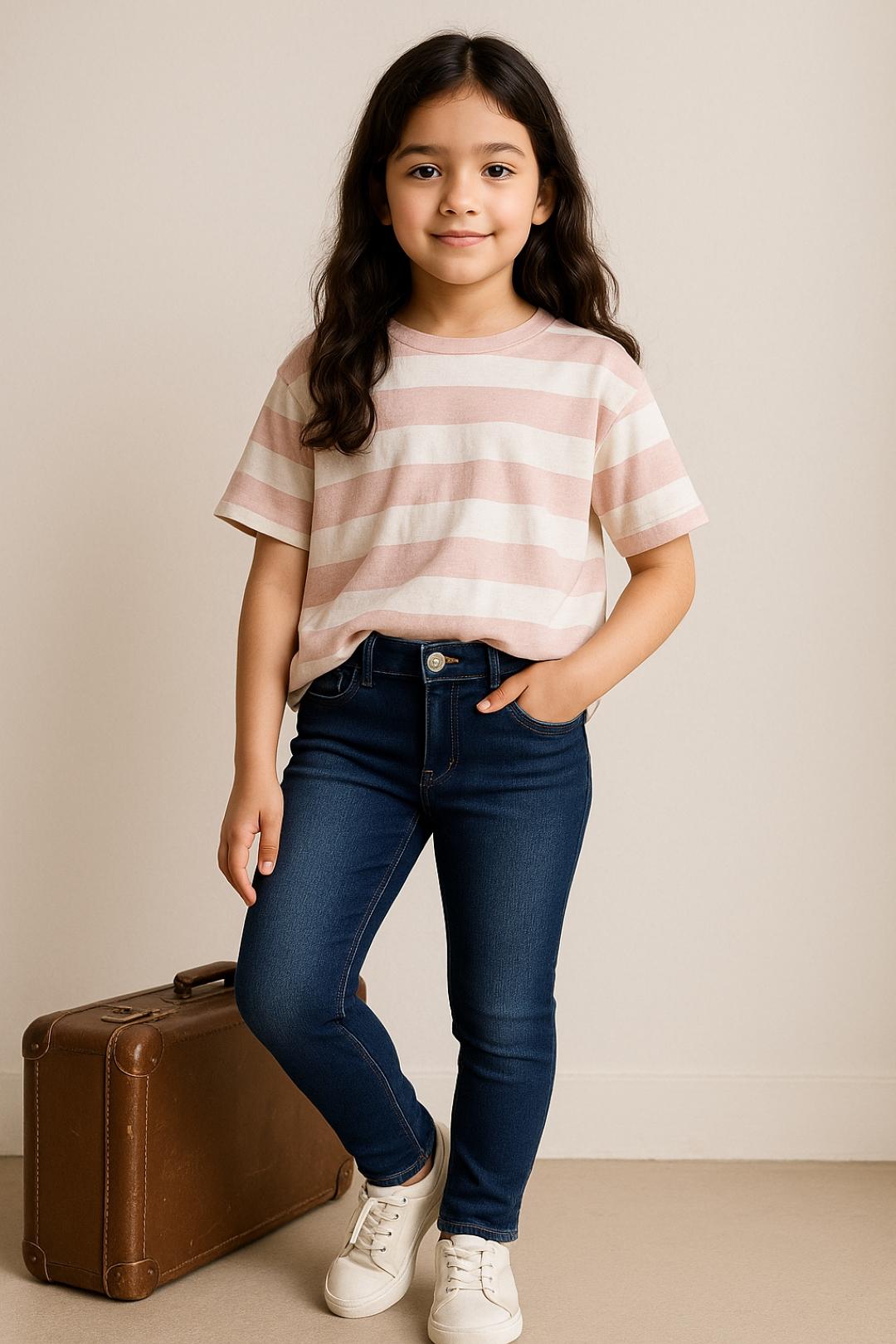 TALES & STORIES Girls Blue Slim Fit Mid-Rise Light Fade Stretchable Denim Jeans