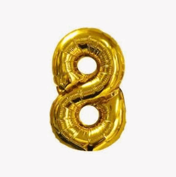 KIWI Numbers Foil Balloons(golden,8) | Party Balloon Set | Birthday Decoration Balloon Pack | Party Balloons