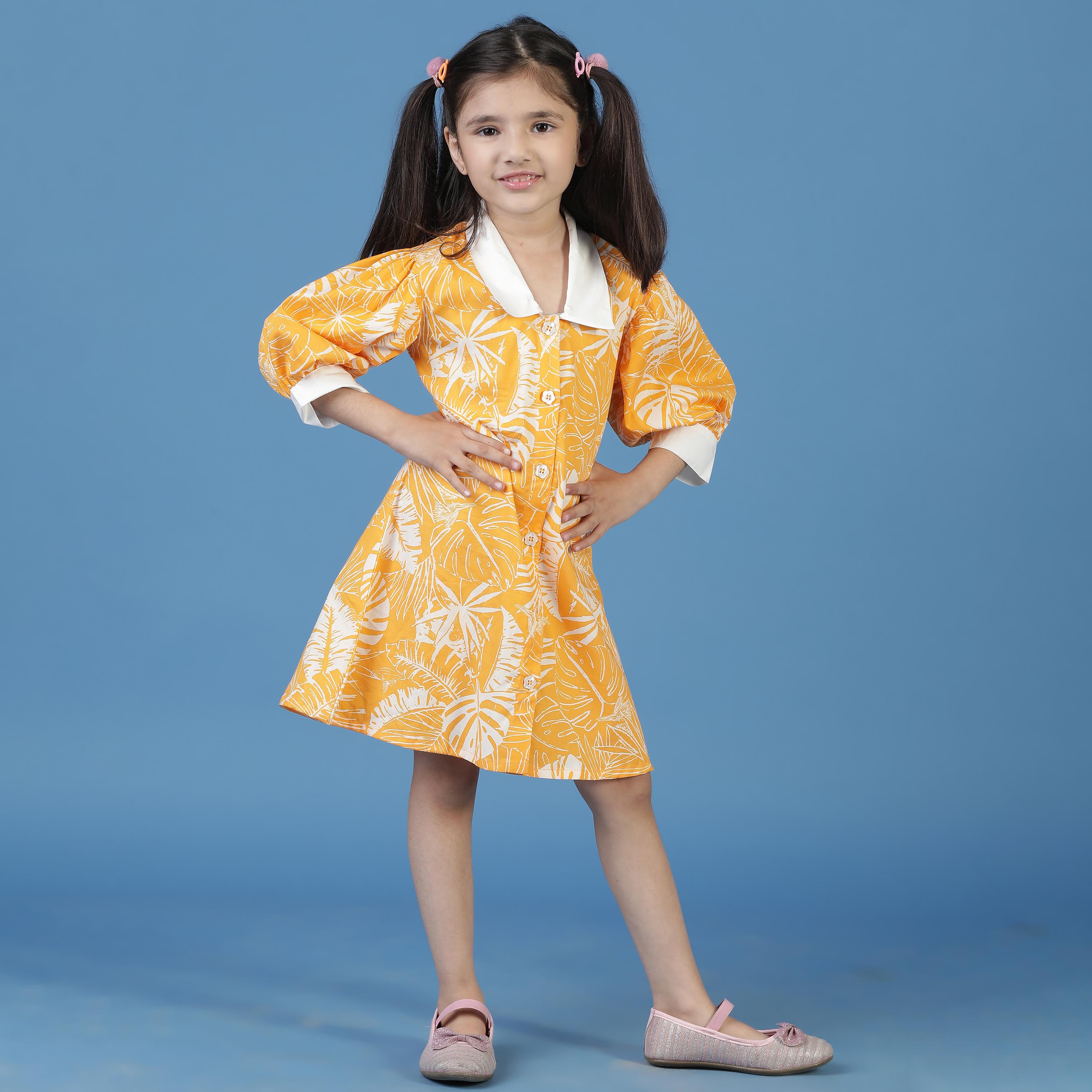TALES & STORIES Girls Floral Printed Cotton A-Line Dress