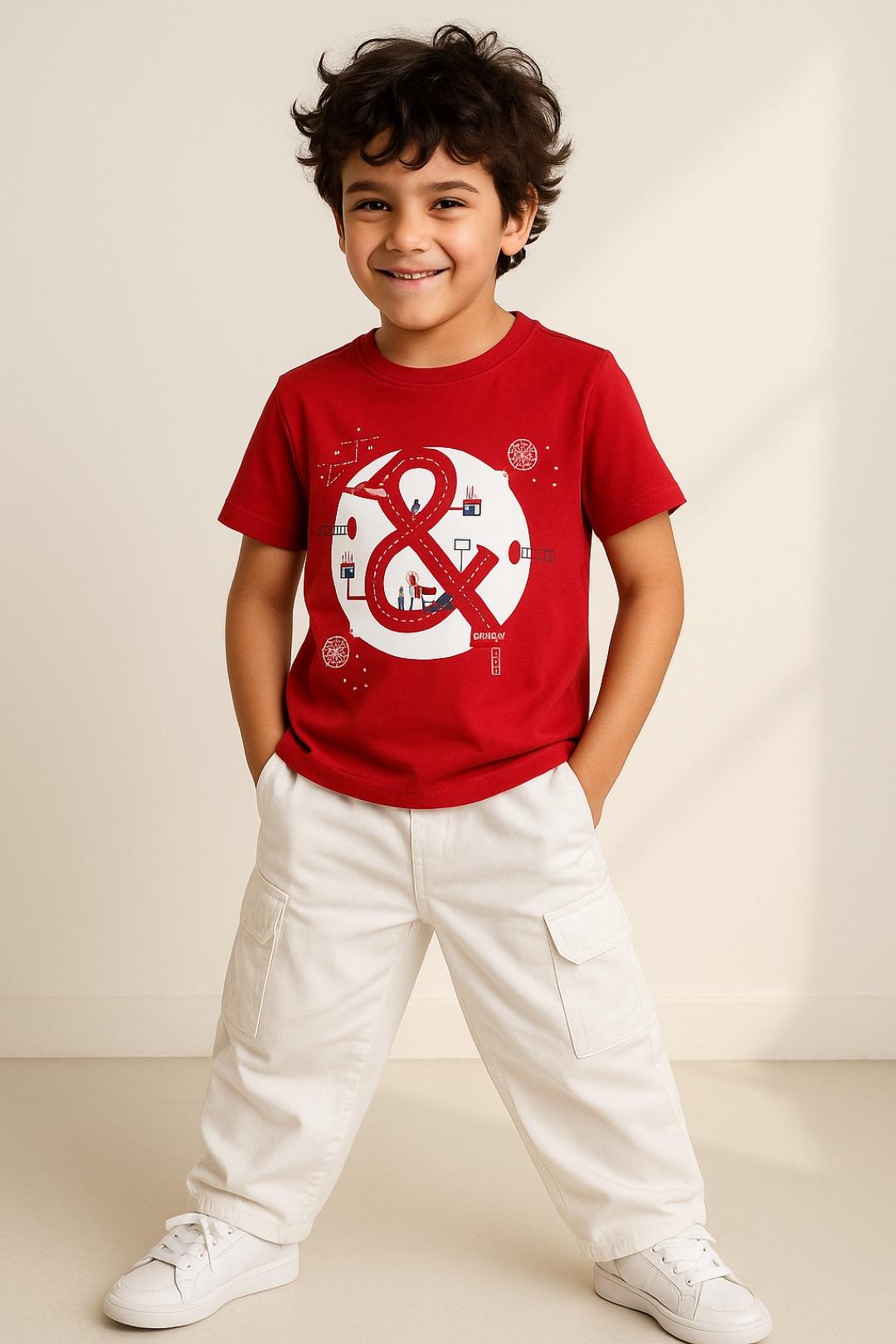 TALES & STORIES Boys Red Printed T-shirt