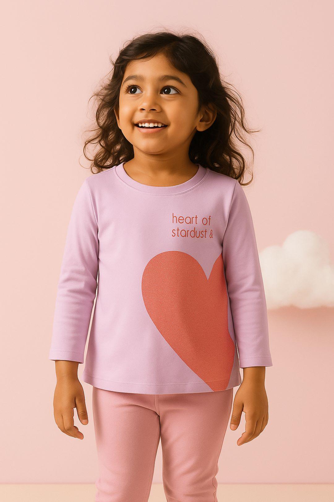 TALES & STORIES Girls Lavender Cotton Tshirts