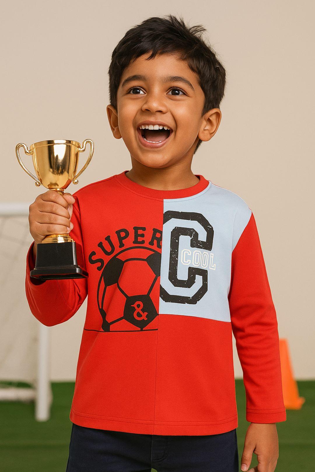 TALES & STORIES Boys Red Cotton Tshirts
