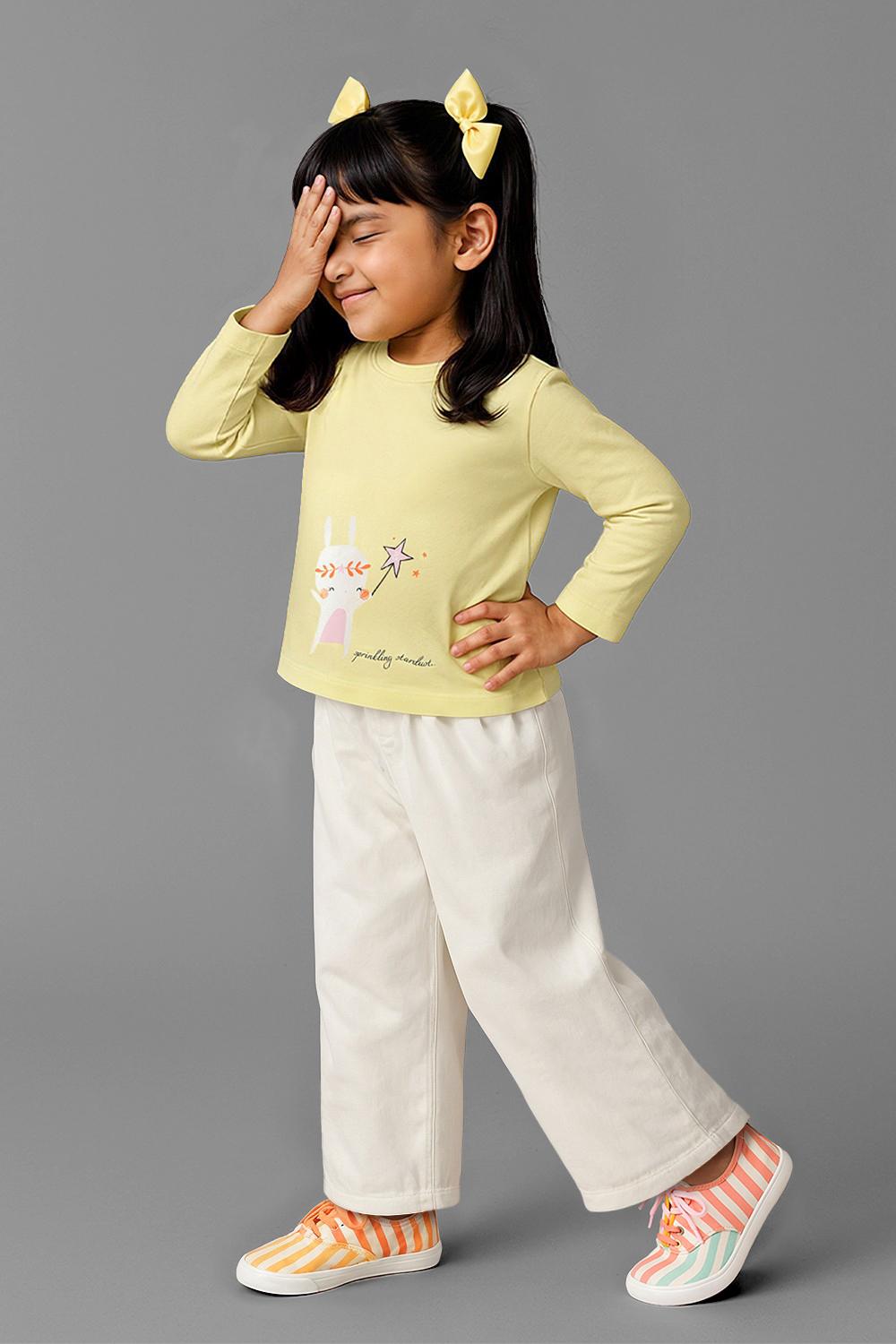 TALES & STORIES Girls Yellow Printed T-shirt