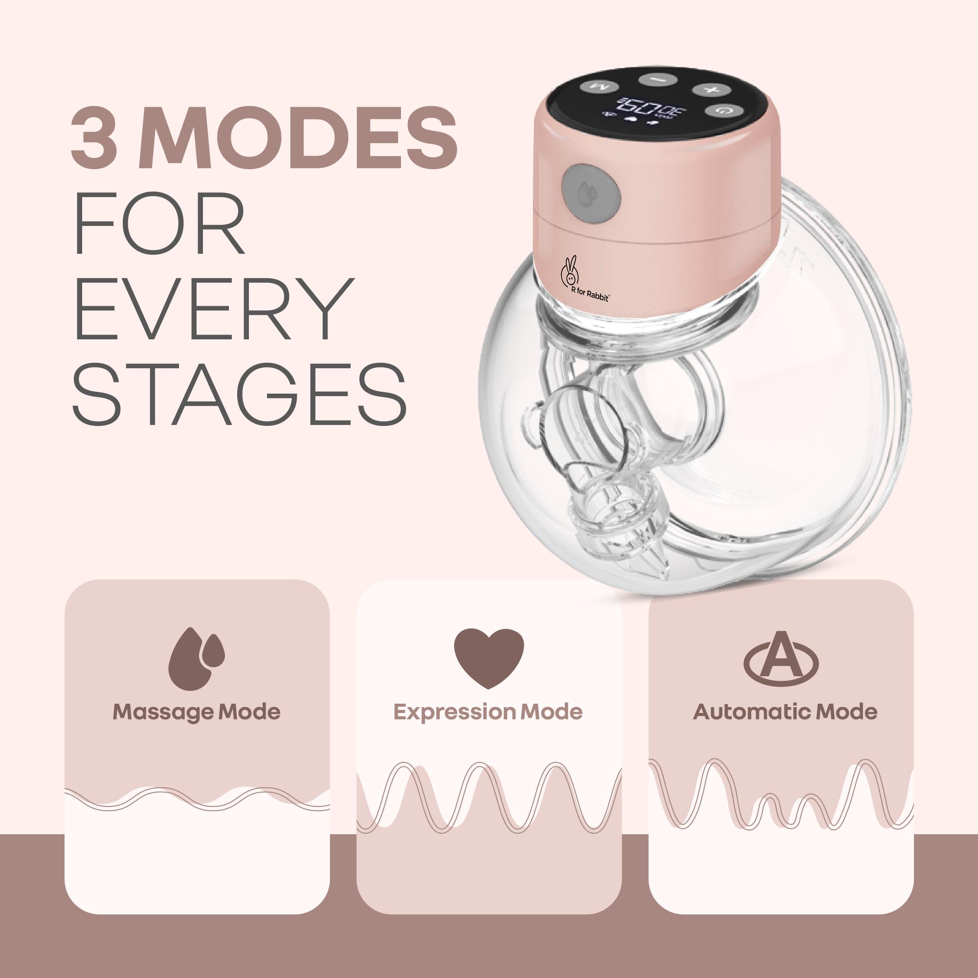 R for Rabbit Lactela Flexi Electric Breast Pump with LED Display for Mothers 3-Intelligent Modes 12-Suction Levels Ultra-Thin Design & Silent Technology 180ml Container Capacity (Peach)