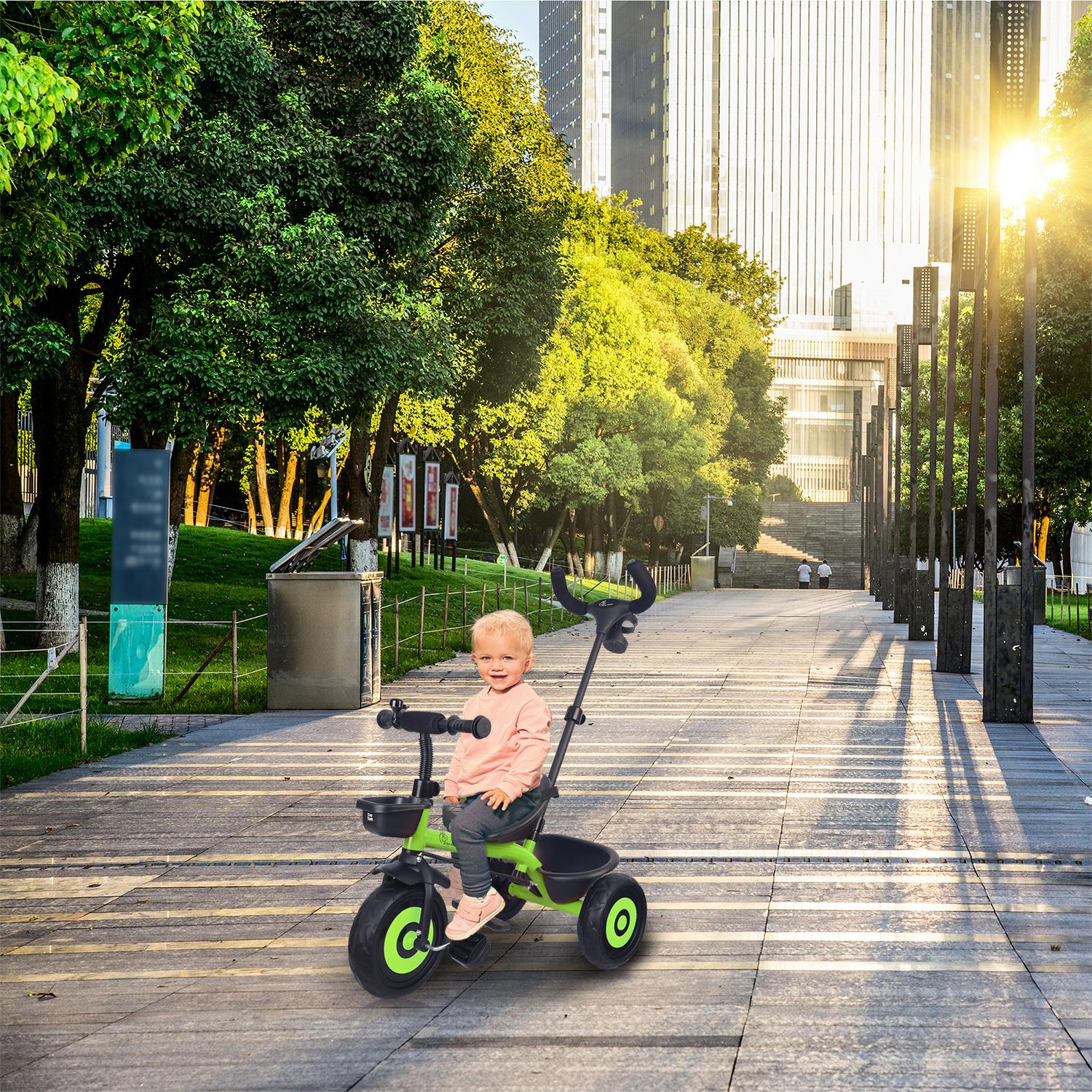 R for Rabbit Tiny Toes T20 Ace Tricycle for Kids with Adjustable Parental Control, Premium EVA Wheels, Seat Belt & Storage Basket | Baby Trike Cycle for 1.5 to 5 Year, Upto 25 Kg Boy/Girl (Green)