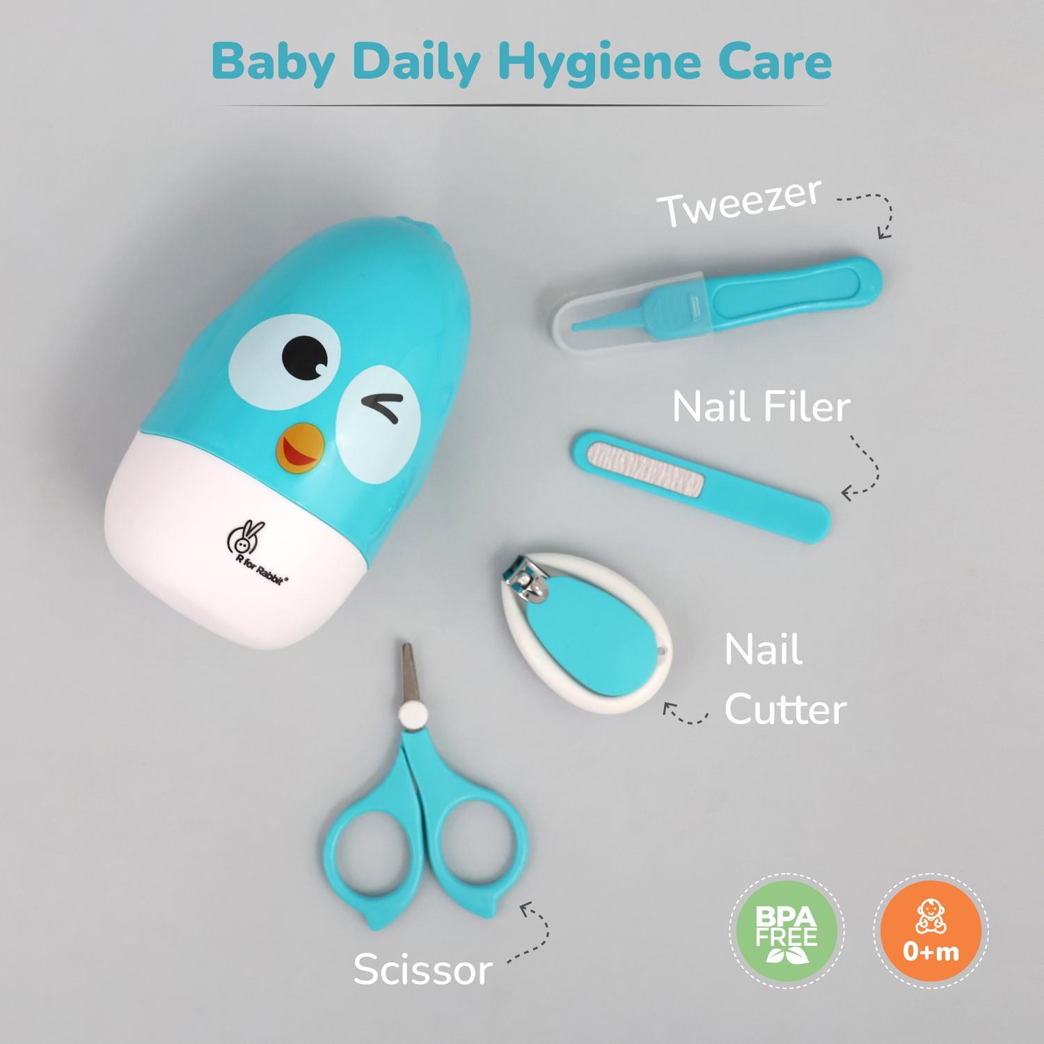 R for Rabbit Stylo Tweety New Born Baby 4 in1 Nail Grooming Kit for Baby Manicure Set with Kids Nail Cutter, Tweezer, Filer and Scissors (Lake Blue)