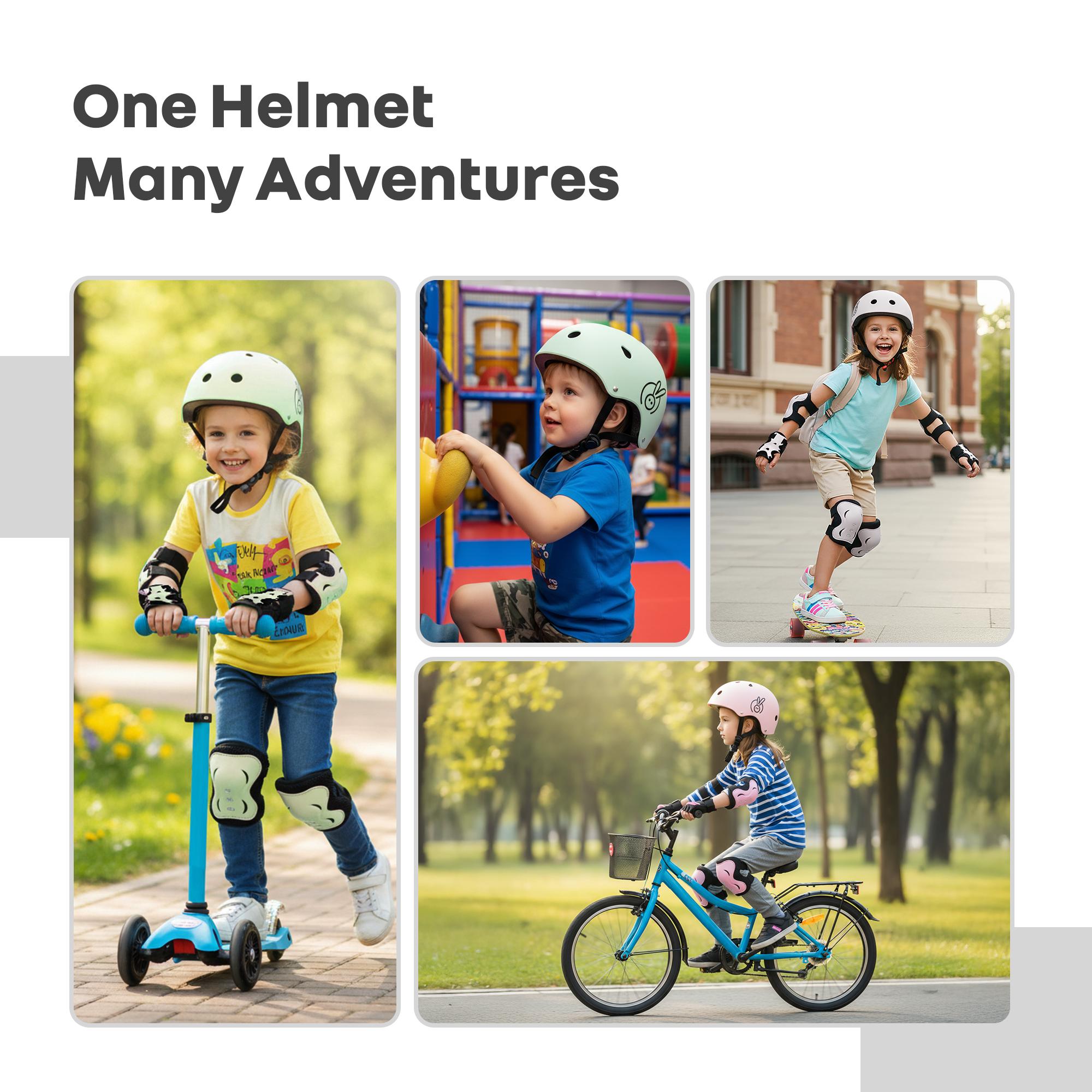 R for Rabbit Safe Play Helmet for Kids, Safety Certified, Adjustable Straps Lightweight Baby Head Protector Helmet for Skating, Cycling, Scooter ABS & EPS Material Age 5-13 Years Babies (White)
