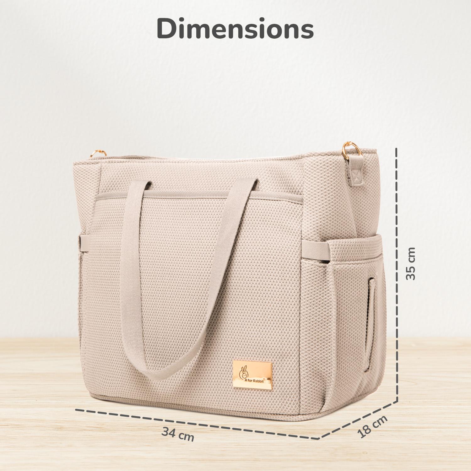 R for Rabbit Caramello Tote Baby Diaper Bag with Changing Mat for Mother, Waterproof, Large Capacity Multifunctional Maternity Nursing Travel Hand Bag with Sling for Moms (Beige)