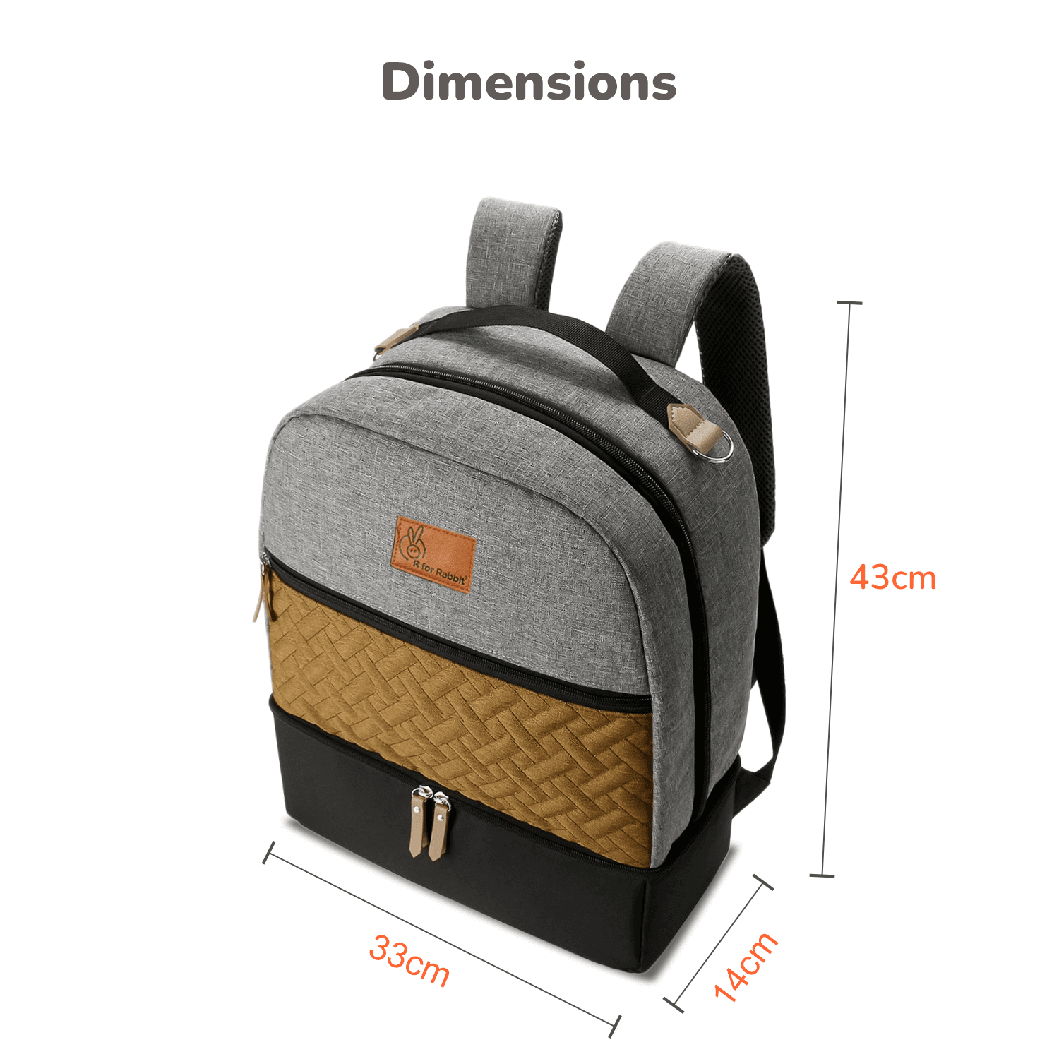 R for Rabbit Caramello Truffle Diaper Bags for Mother, Multipurpose & Large Capacity Stylish Maternity Diaper Backpack for Mom (Black Mustard)