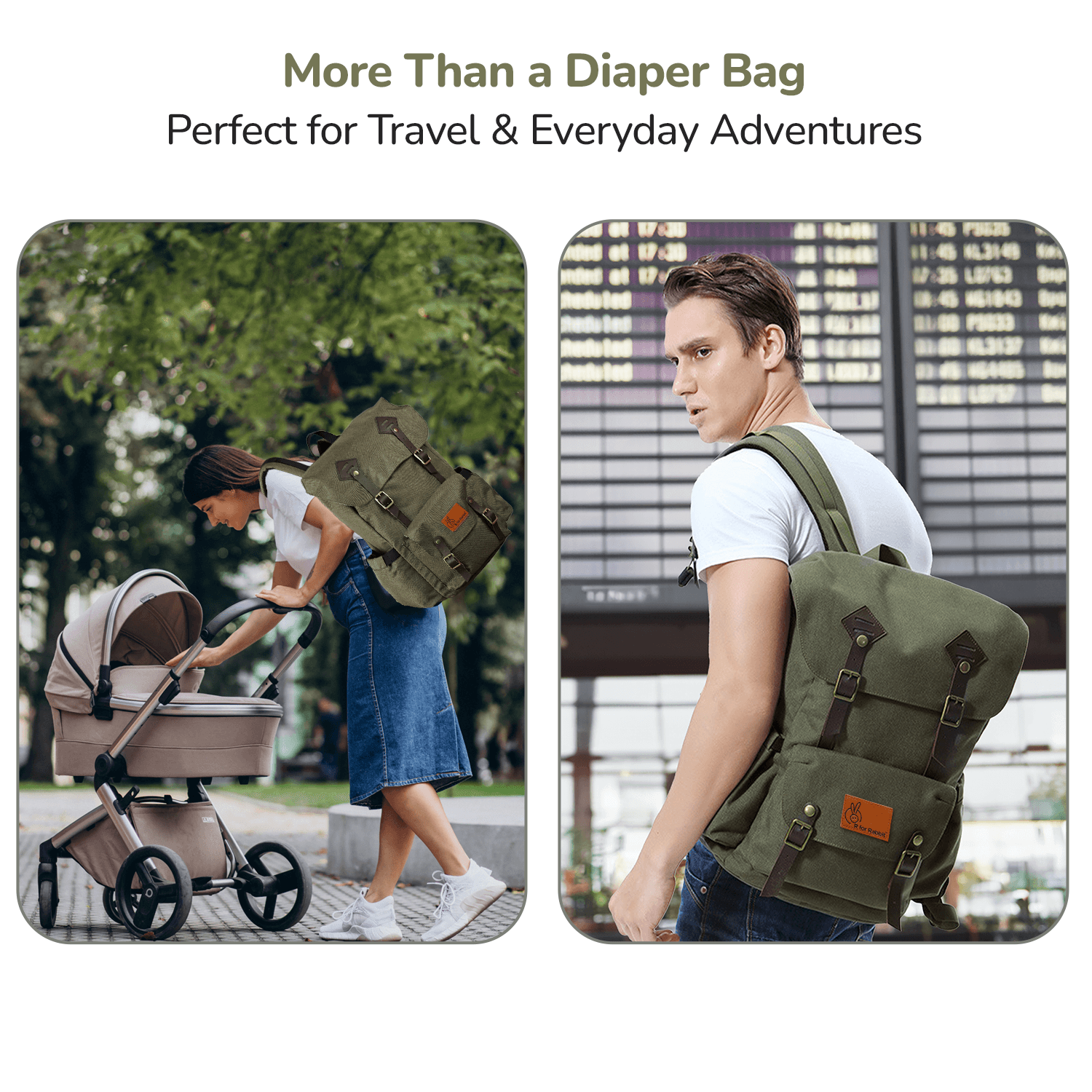 R for Rabbit Caramello Sportz Diaper Bags for Mother, Multipurpose & Large Capacity Stylish Maternity Diaper Backpack for Mom (Military Green)