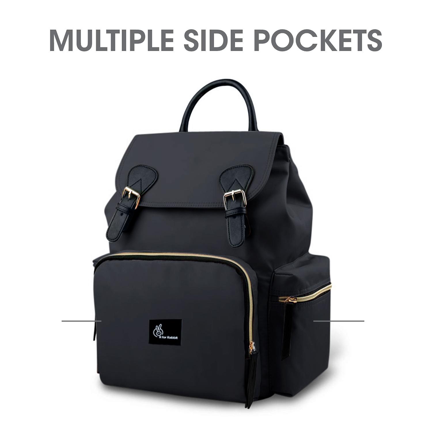 R for Rabbit Caramello Bliss Diaper Bag for Mother, Maternity Bag for Newborn Baby Mom Multipurpose Stylish Backpack Waterproof & 9 Pockets with Large Capacity Storage (Jade Black)
