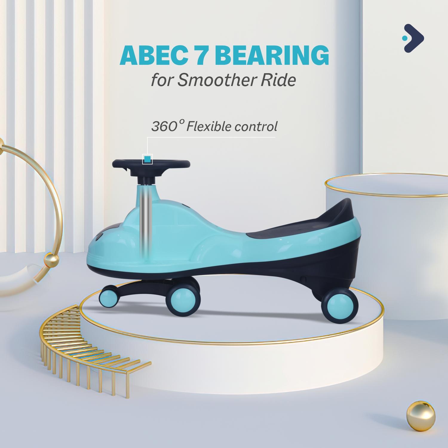 R for Rabbit Iya Iya Zippy Swing Car for Kids – Magic Push Ride On Wiggle Car with Smooth ABEC7 Bearings & Scratch-Free PVC Wheels, Birthday Gift Toy for 3+ Years Boys & Girls, Up to 75 Kg (Lake Blue)