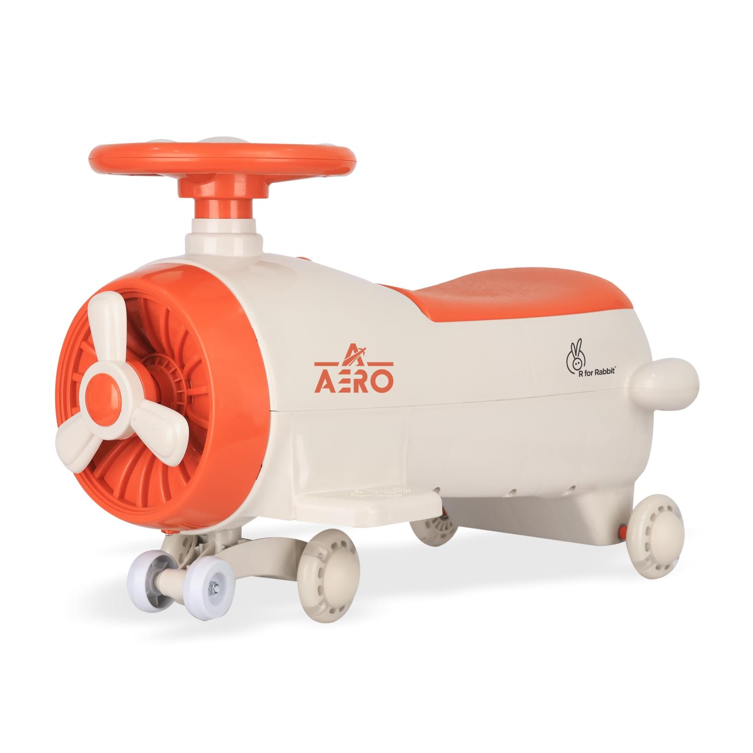 R for Rabbit Iya Iya Aero Kids Swing Car, Scratch Free PU LED Wheels with ABEC7 Bearing, Baby Ride on Magic Toy Panda Car for 2+ Years Boys & Girls, Upto 75 Kgs (Cream Orange)