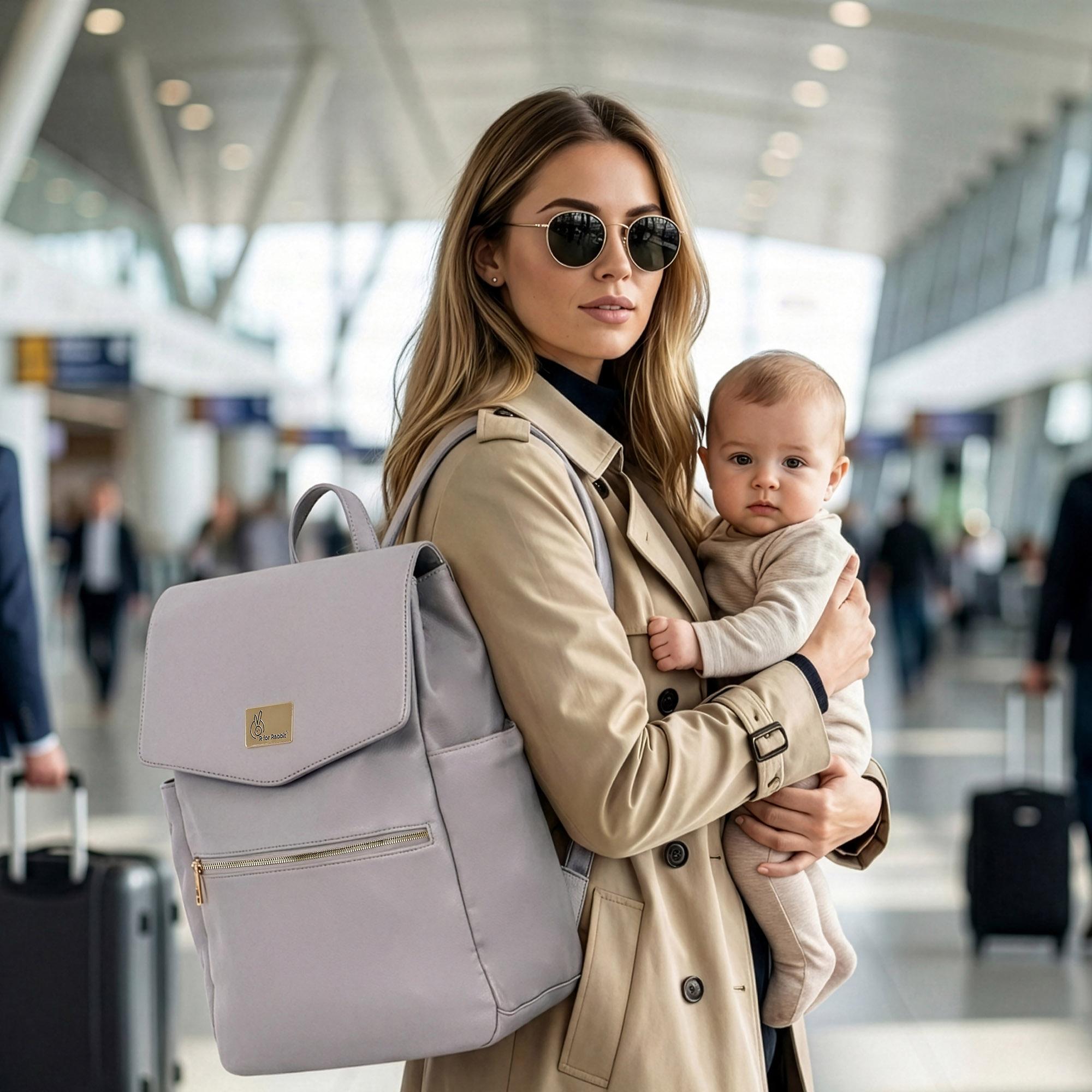 R for Rabbit Caramello Bold Arise Diaper Bag for Mothers, Premium Vegan Leather with Insulated Bottle Pockets, Multi-Compartment Maternity Backpack, Fits 14” Laptop, 22 Litre Capacity (Graphite Grey)