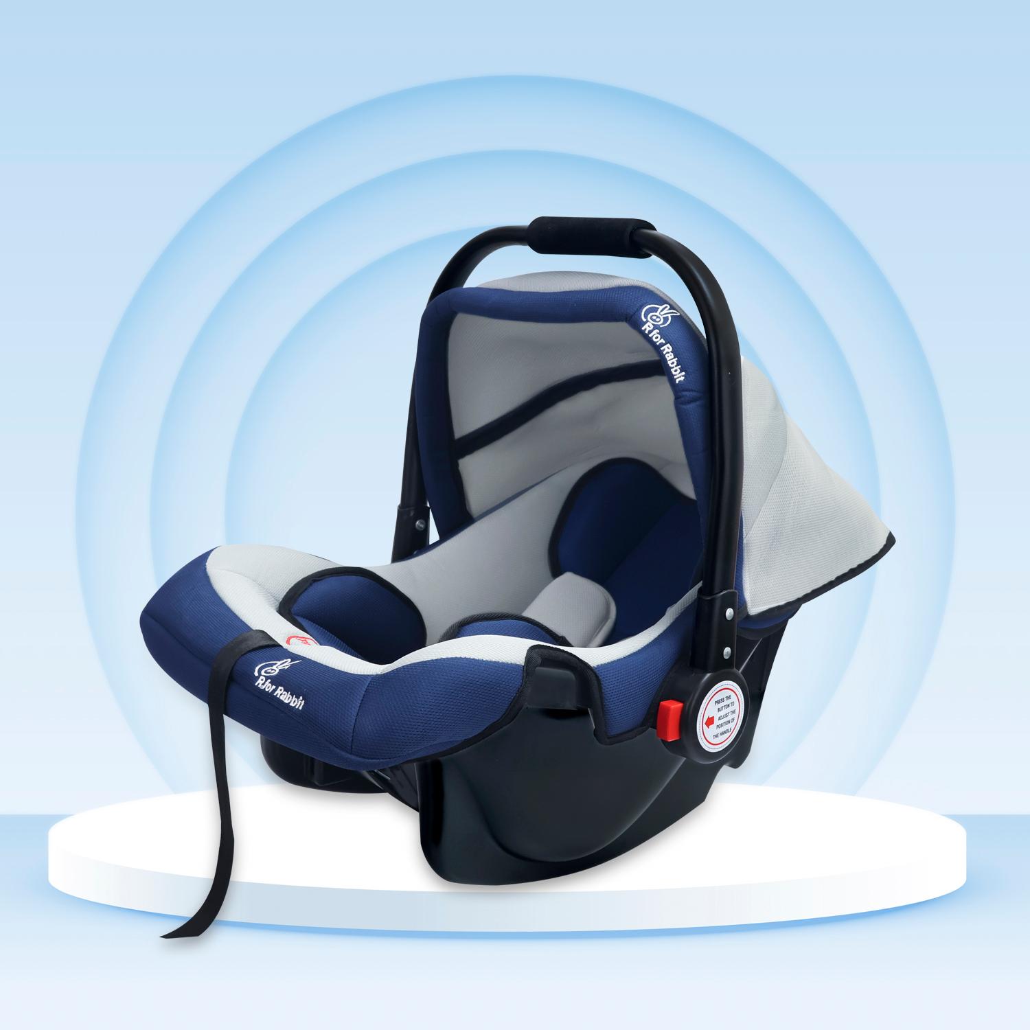 R for Rabbit Baby Cozy Carry Cot with 3 in 1 Multi-Purpose Baby Rocker & seat| 3 Point Safety Harness for new Born Babies of 0 to 15 Months (Grey Blue)