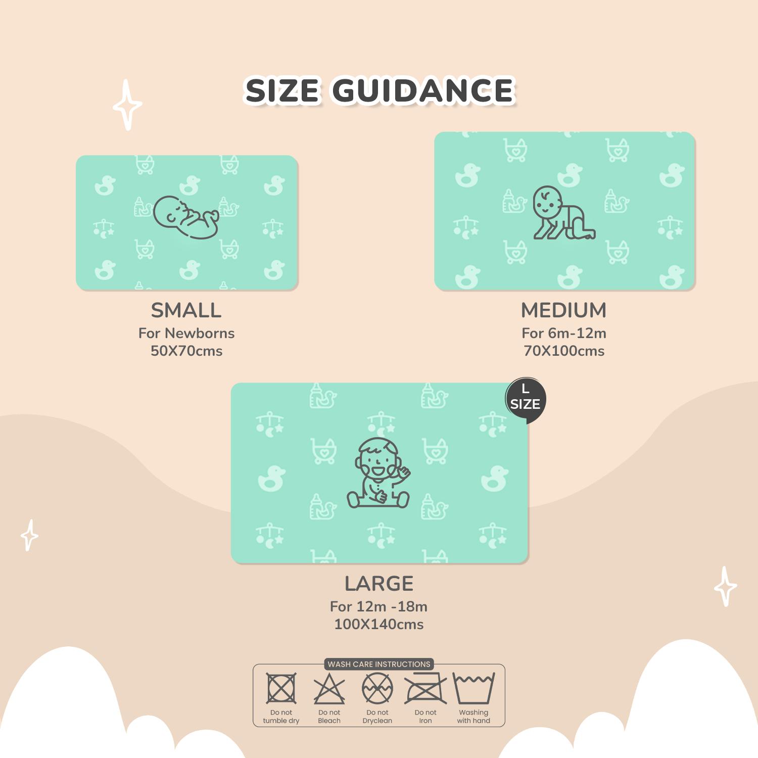 R for Rabbit Waterproof Quick Dry Sheet for Baby | Anti-Piling Fleece Breatheable Fabric Extra Absorbent Instant Dry Baby Bed/Cot Protector Mat (Size-L,Multi Joy,Pack of 3 Combo)