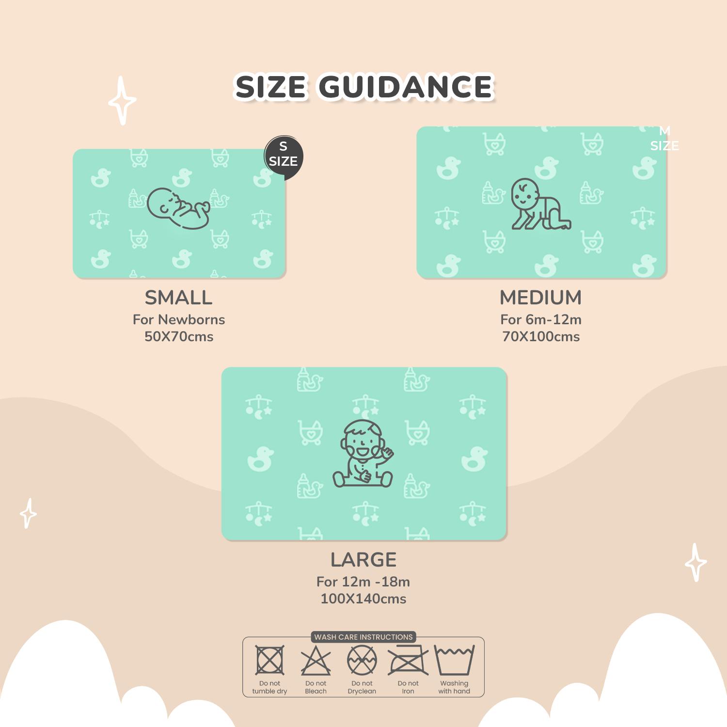 R for Rabbit Waterproof Quick Dry Sheet for Baby | Anti-Piling Fleece Breatheable Fabric Extra Absorbent Instant Dry Baby Bed/Cot Protector Mat (Size-S,Green-Blue,Pack of 2 Combo)