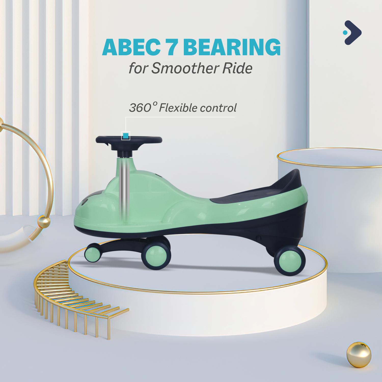 R for Rabbit Iya Iya Zippy Swing Car for Kids – Magic Push Ride On Wiggle Car with Smooth ABEC7 Bearings & Scratch-Free PVC Wheels, Birthday Gift Toy for 3+ Years Boys & Girls, Up to 75 Kg (Sea Green)