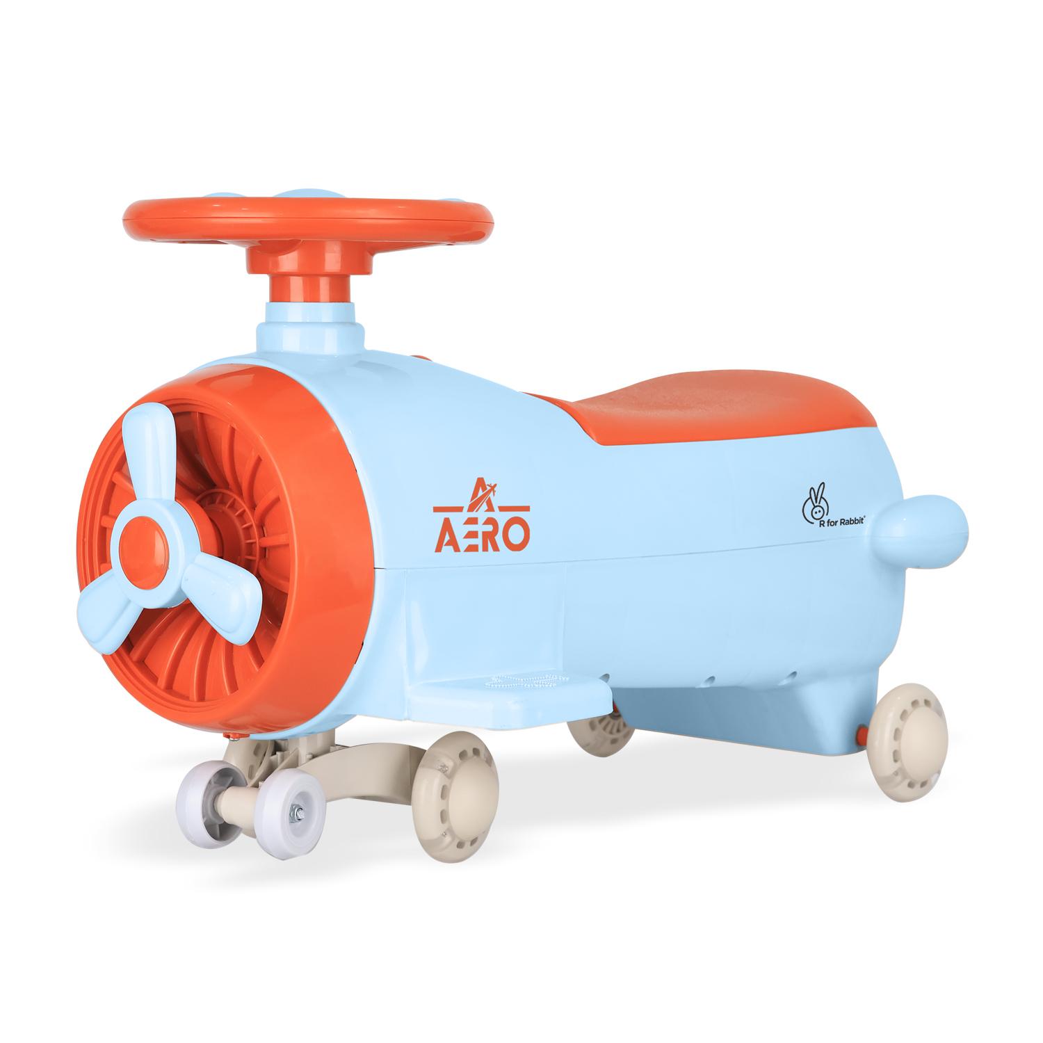 R for Rabbit Iya Iya Aero Kids Swing Car, Scratch Free PU LED Wheels with ABEC7 Bearing, Baby Ride on Magic Toy Panda Car for 2+ Years Boys & Girls, Upto 75 Kgs (Blue Orange)