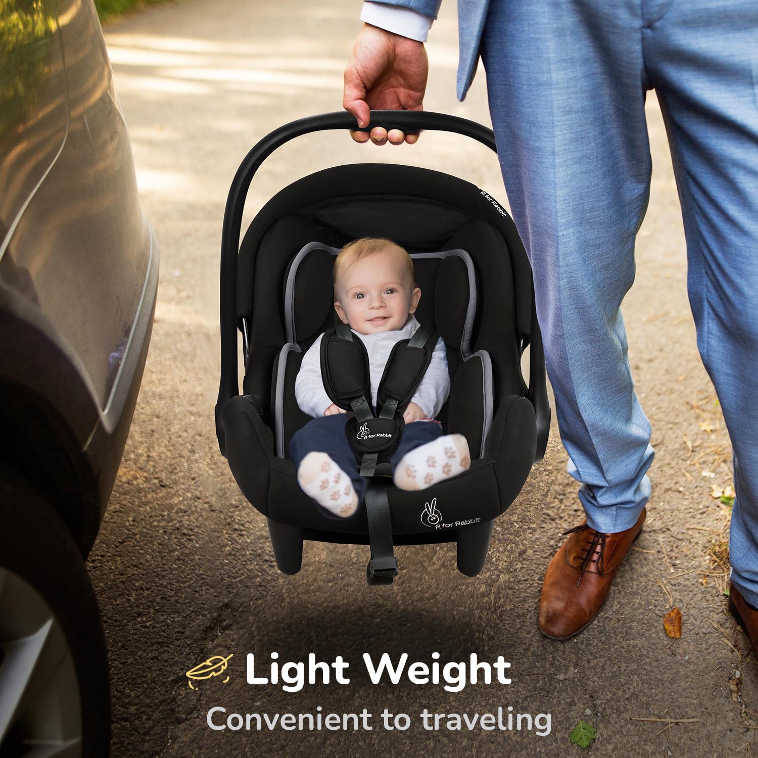 R for Rabbit Picaboo Sportz Baby Carry Cot, 3 in 1 Multi Purpose Kids Carry Cot, Feeding Chair, Rocker for Infant Babies of 0 to 15 Months & Weight Capacity Upto 13 Kgs (Pure Black)
