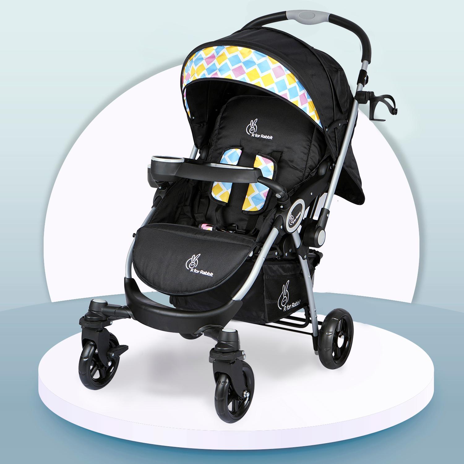 R for Rabbit Chocolate Ride Stylish Baby Stroller and Pram for Baby, Kids, Infants, Newborn, Boys & Girls of 6 Months to 3 Years (Black Multi)