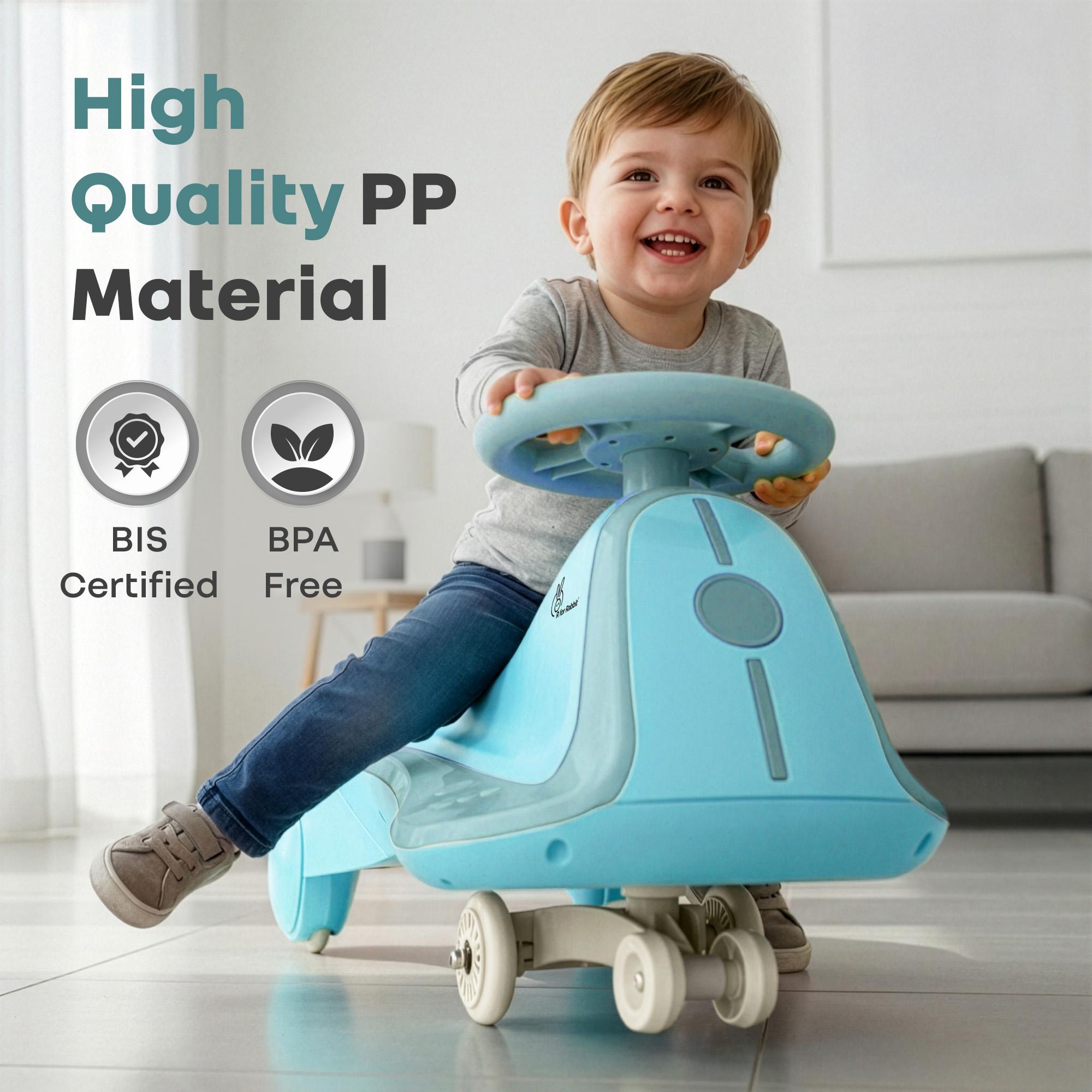 R for Rabbit Iya Iya Sportz Ace Swing Car for Kids 3+ Years | Wiggle & Push Ride-On Toy with Scratch Free Wheel | ABEC7 Bearings | Stable Triangular Design | Weight Capacity Upto 75 Kg (Lake Blue)