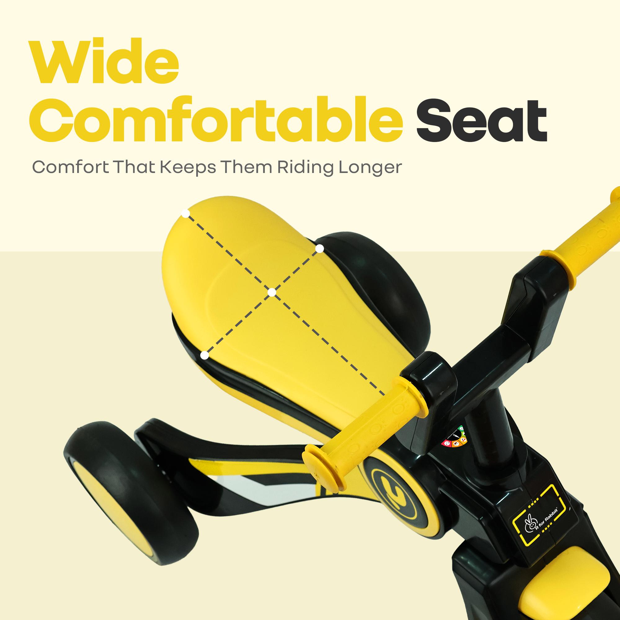 R for Rabbit Tiny Toes Y Ace Premium Designer Tricycle for Kids 2-5 Years Upto 25Kg Weight with Strong Metal Core Frame, Anti-Slip Handlebars & Smooth Wheels | 95% Pre-Installed Baby Trike (Yellow)