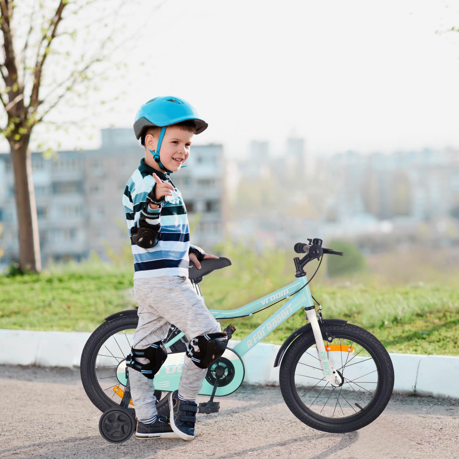 R for Rabbit Vroom Bicycle for Kids Cycle 20T Inches for 7 to 10 Years Boys & Girls with Training Wheels | 90% Installed | Upto 50 Kgs Weight Capacity (Sea Green)