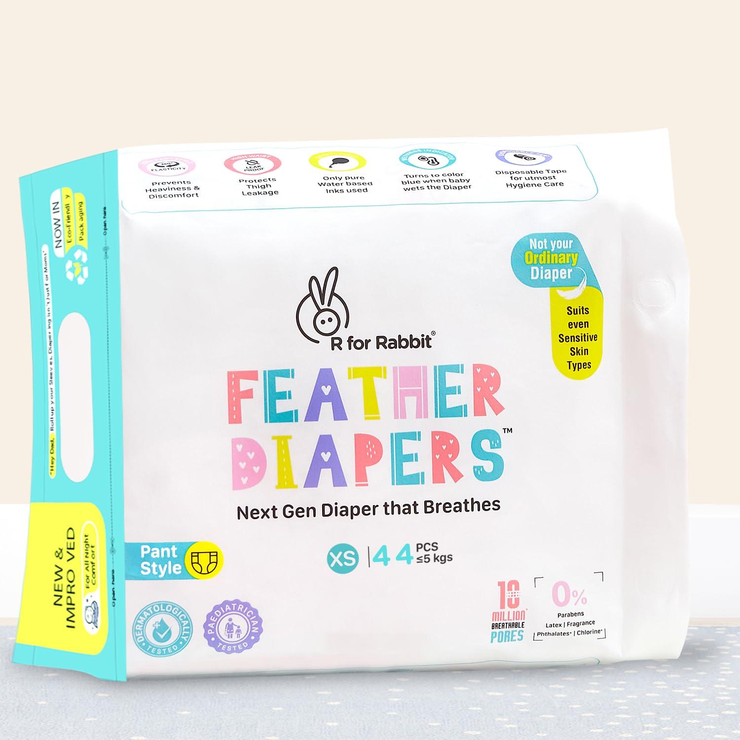 R for Rabbit Feather Diaper Pants Size XS (Combo Offer Pack of 44)
