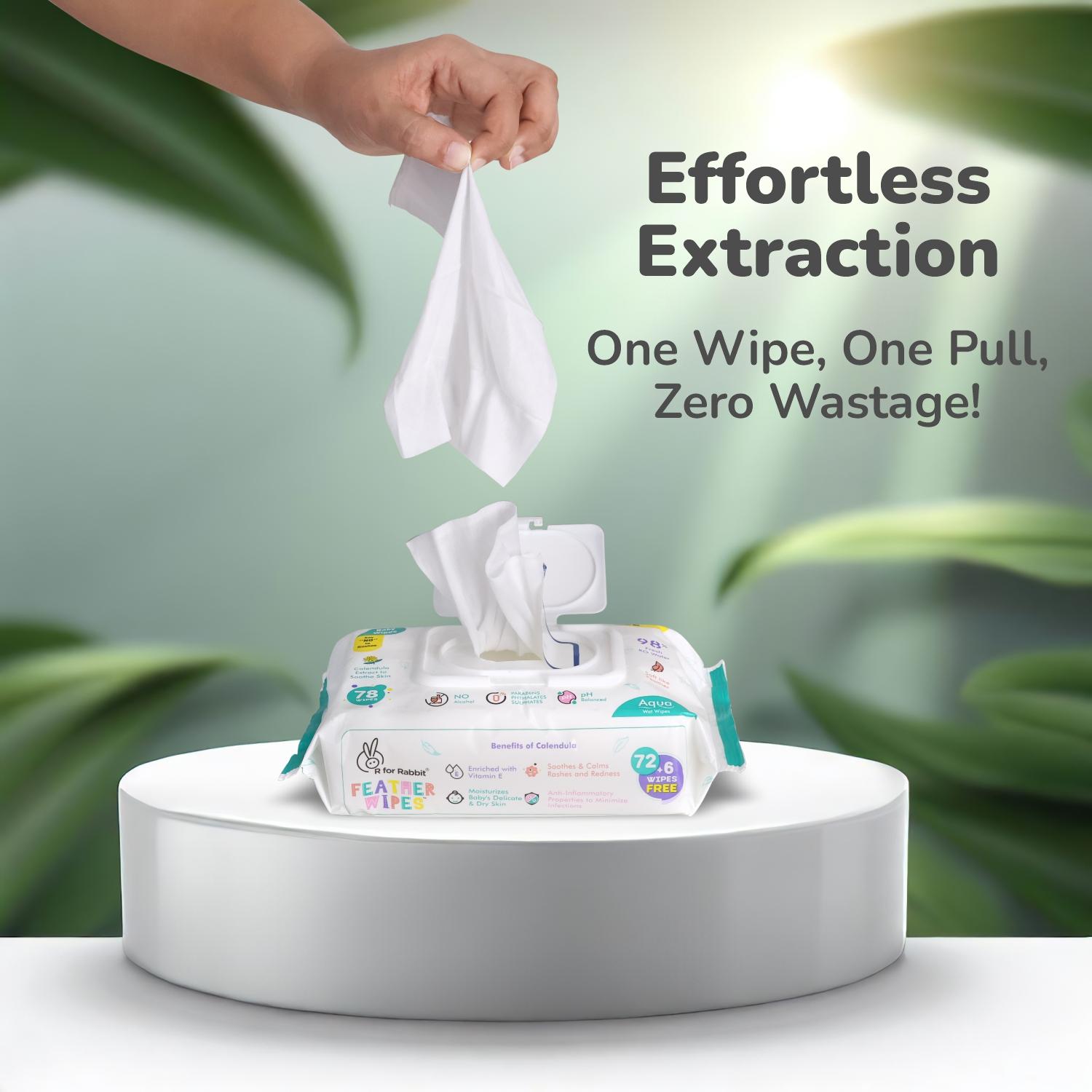 R for Rabbit Feather 312 Baby Wet Wipes for new born Combo Pack of 4