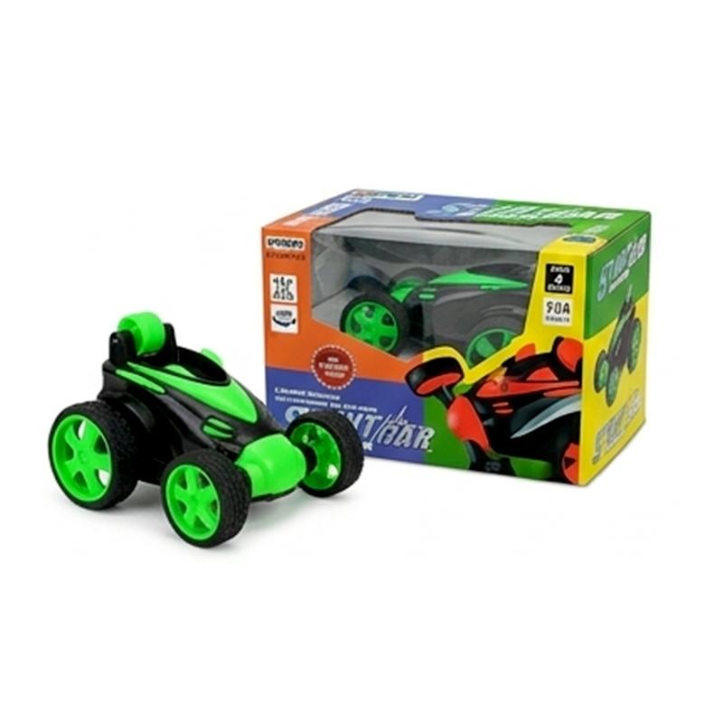 Remote Control Stunt Car for Kids, 360° Rotating RC Toy with LED Lights (Green)