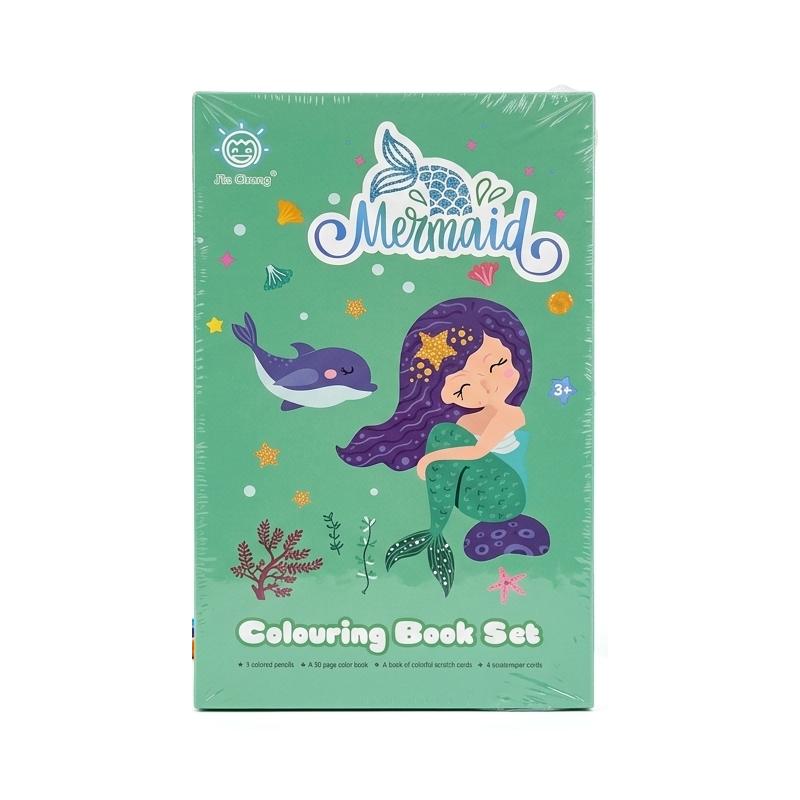 Reak Enterprises Colouring and Scratch Book (with 8 Colour Pencils & 1 Stick) Art and Craft Drawing Book Set Boys - Girls | Birthday Return Gift for Kids (Pack of 1)