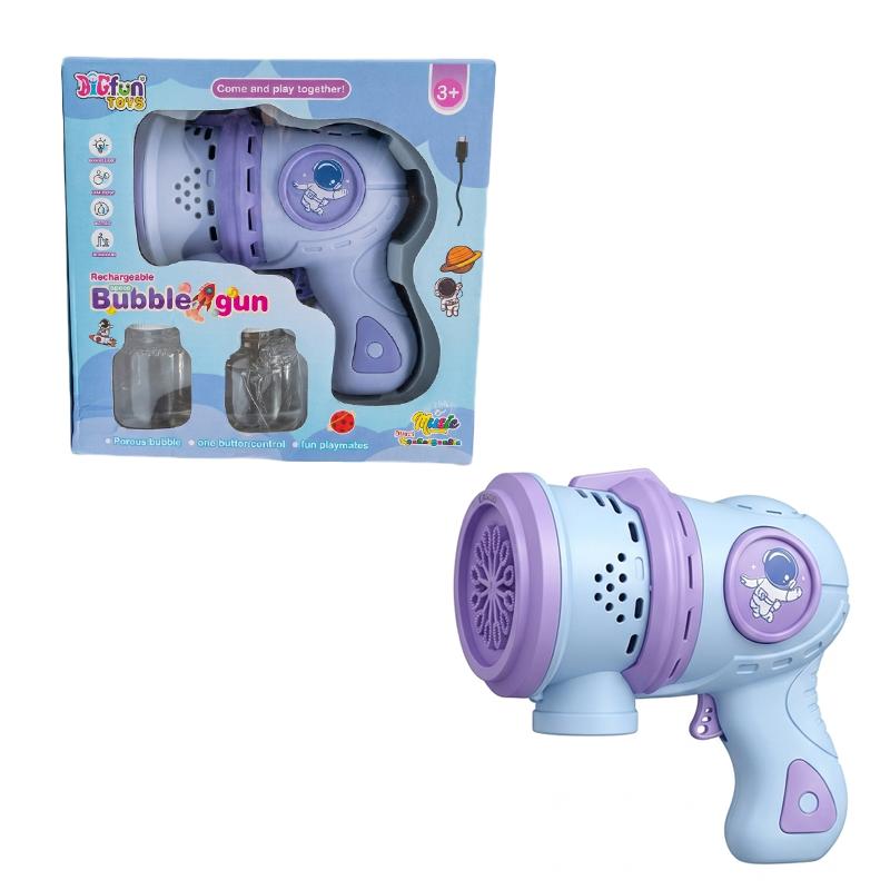 Bubble Gun Machine Toy for Kids in Rechargeable Space Design Automatic Gun with 2 Bubble Bottles(Random Color)