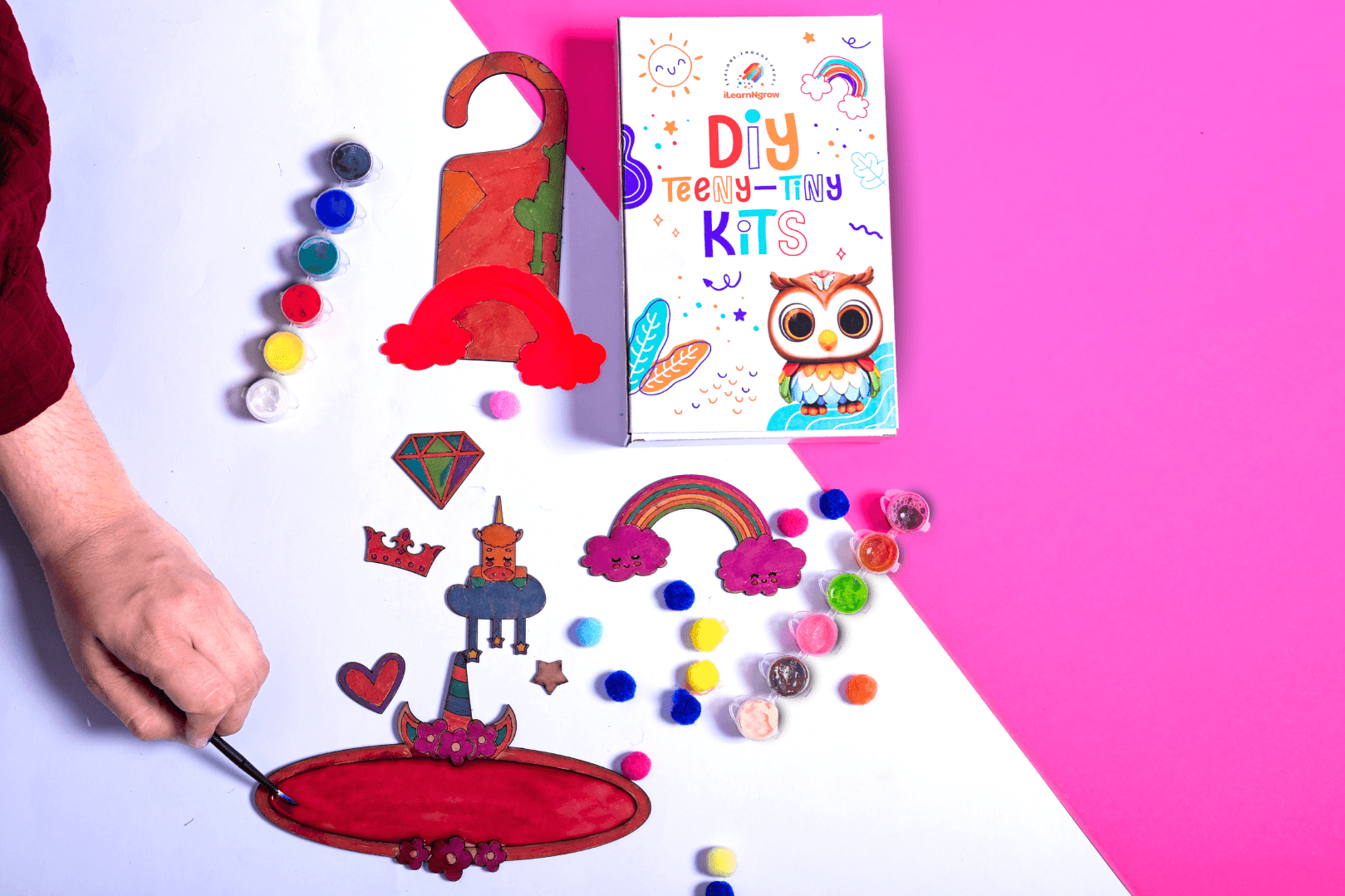 Ilearnngrow Teeny Tiny Unicorn Theme Name Plate and Door Knob