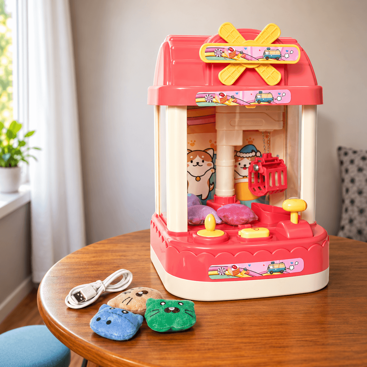 Ilearnngrow Teddy Mini Plush Toys Claw Machine with Music and Lighting Small Gift for Kids,Children pink | Toys & Hobbies | Games | Electronic Games |