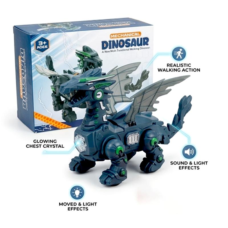 Mechanical Walking Dinosaur Toy with Light & Sound Effects for Kids 3+